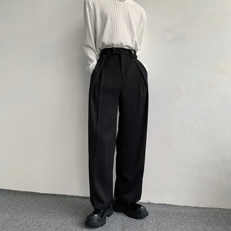 Black Suit Men Fashion Social Dress Korean Loose Oversized Wide Leg Pants Mens Formal Trousers M-2XL 240124
