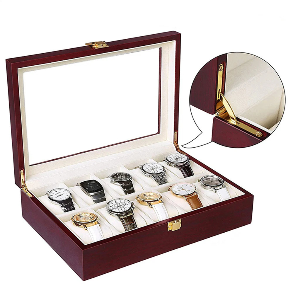 Wooden Watch Box 123561012 Grids Watch Organizers 6 Slots Wood Holder Boxes for Men Women Watches Jewelry Display 240812