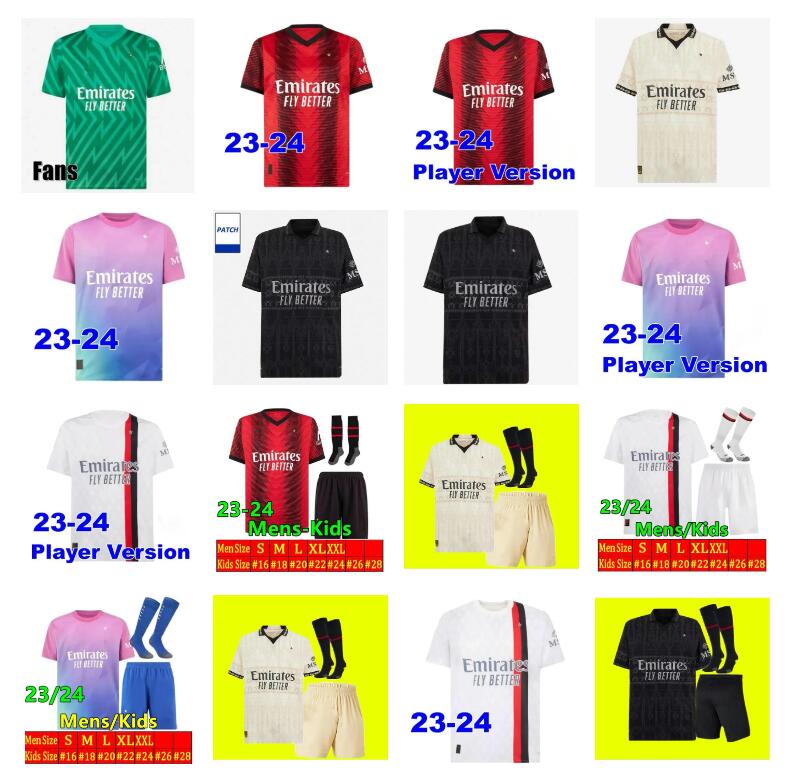 23 24 AC Soccer Jerseys IBRAHIMOVIC MILANs 2023 2024 BRAHIM GIROUD TONALI Maglia LEAO THEO MESSIAS JR R.LEAO Football Shirt MAIGNAN Goalkeeper Mens CALABRIA uniform