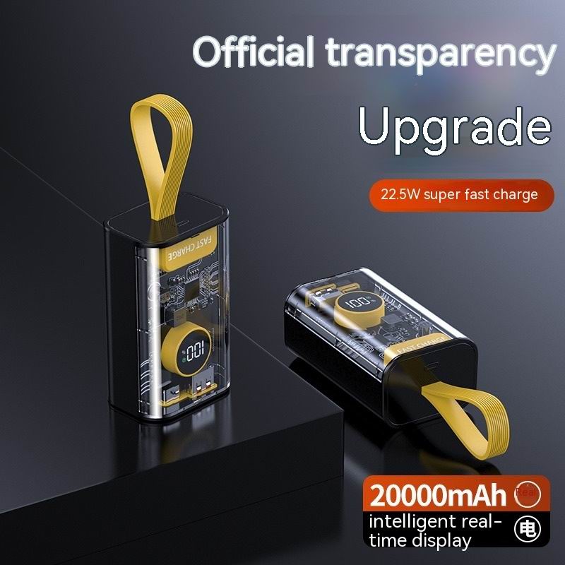 Charger 30000mAh 22.5W Fast Charging Small Power Bank Transparent,Input/Output External USB C Portable Phone Charge For IPhone IPad Samsung