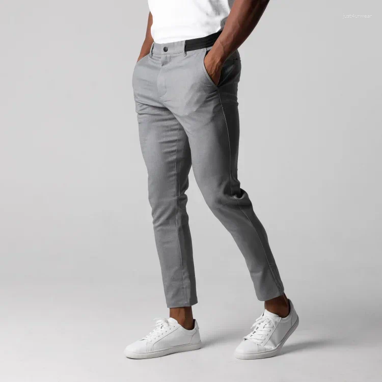 Men's Pants Active Chinos Comfortable Men Long Stylish Slim Fit Ankle Length Casual Soft Breathable Fabric Mid Waist Commuting Wear