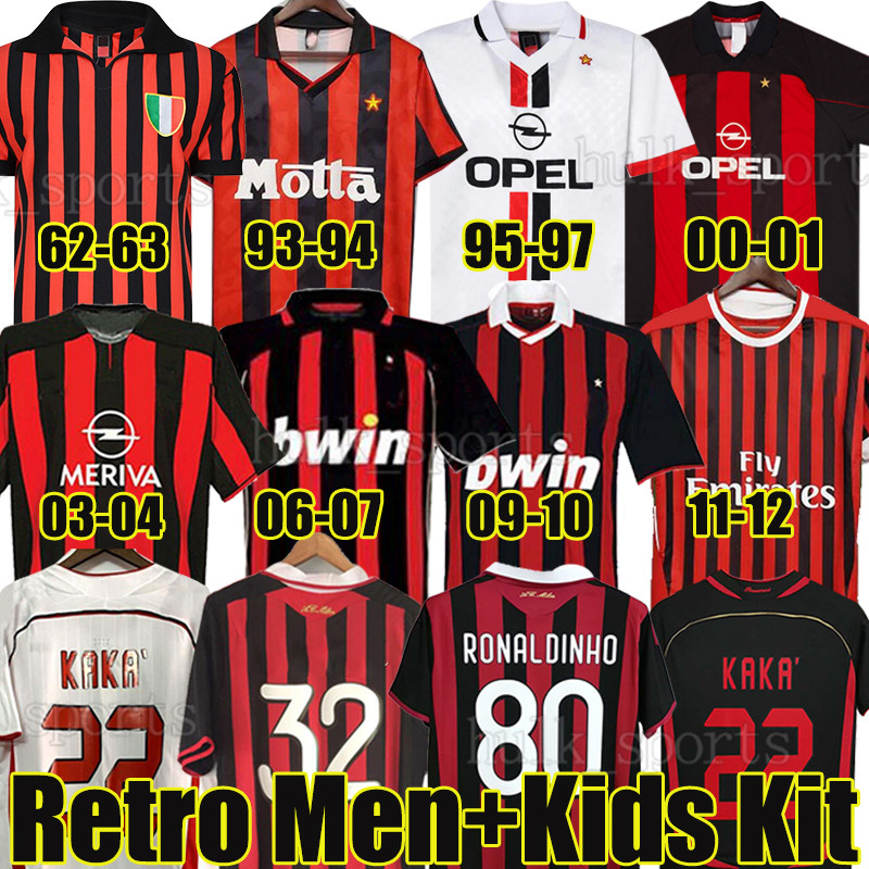 1990 91 RONALDINHO Retro Soccer Jerseys AC 1962 63 95 96 97 Gullit 2001 champion 02 03 12 14 15 Maldini Van Basten football shirt KAKA 06 07 2009 PIRLO SHEVCHENKO BAGGIO
