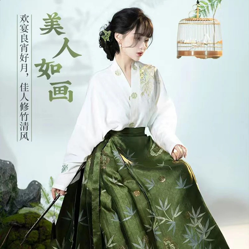 Hanfu Skirt Original Chinese Style Costume Mamianqun Ming Dynasty Weaving Gold Horse Face Skirt Chinese Dress Vest Skirt 2