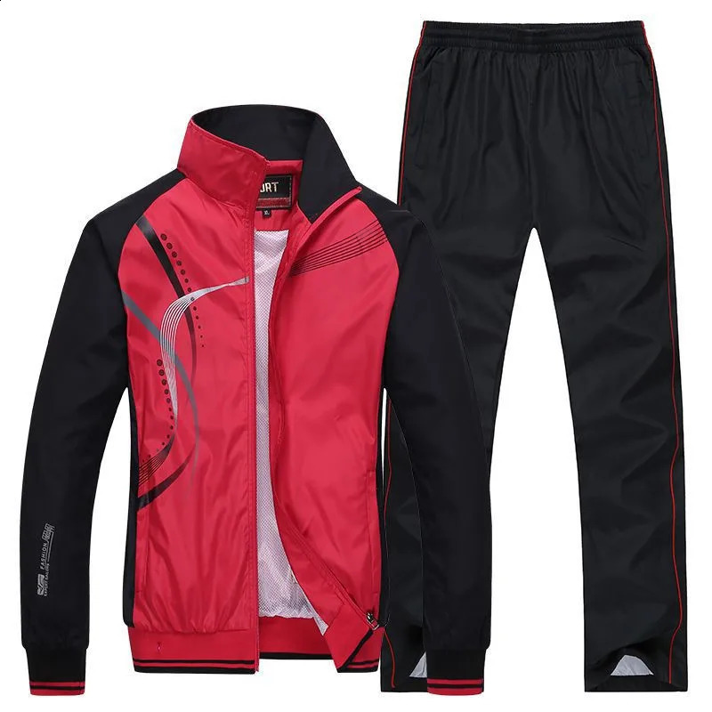 Men Sportswear Spring Autumn Tracksuit 2 Piece Sets Sports Suit JacketPant Sweatsuit Male Fashion Print Clothing Size L-5XL 240126