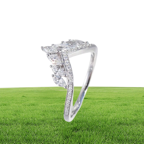 Size 610 Luxury Jewelry Real 925 Sterling Silver Crown Ring Full Marquise Cut White Topaz Cz Diamond Moissanite Women Wedding Ban