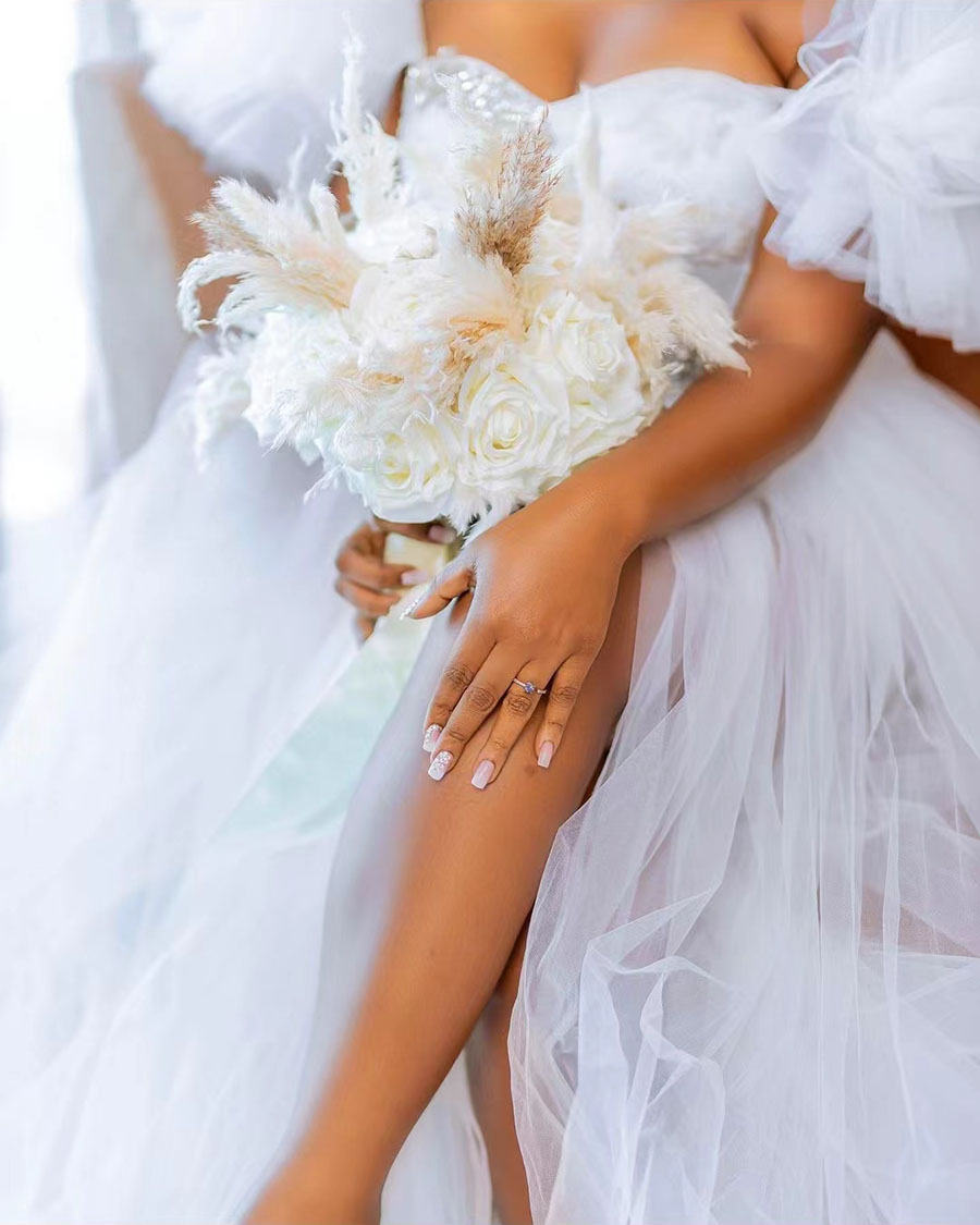 Ebi Arabic Aso White Bride Robes For Wedding Sweet Hear Tlong Sleeve A Line Tulle Lace Ruffles African Women Bridal Shower Dresses Morning Robe Frican
