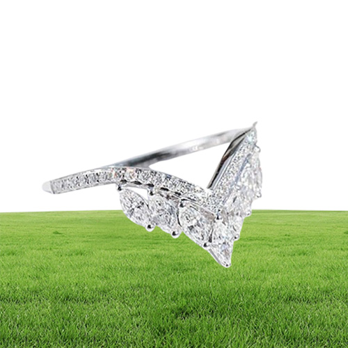 Size 610 Luxury Jewelry Real 925 Sterling Silver Crown Ring Full Marquise Cut White Topaz Cz Diamond Moissanite Women Wedding Ban