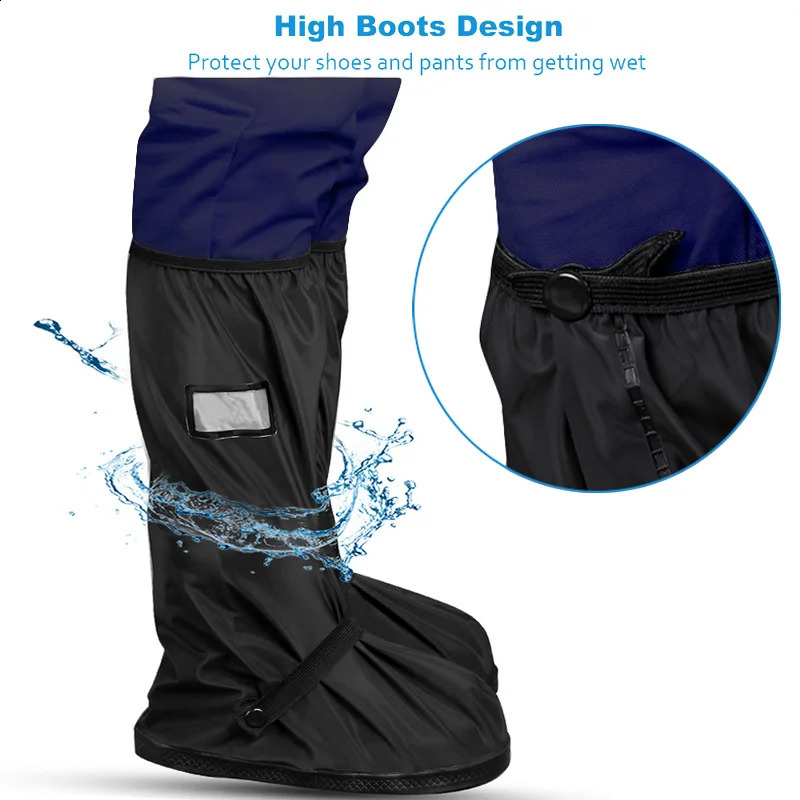 Waterproof Shoes Cover Thick Reusable Motorcycle Cycling Bike Rain Overshoes Outdoor Antislip Boot 240130