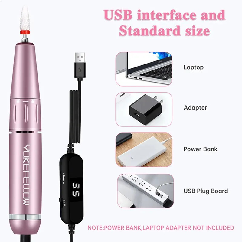 YOKEFELLOW Electric Nail Drill Machine 35000RPM Professional Electric Nail File Kit for Acrylic Gel Nail Manicure Pedicure Efile 250303