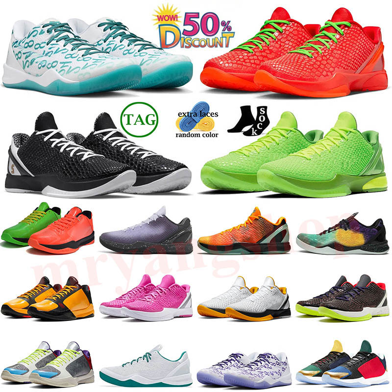 Mamba Basketball Chaussures Inverse Grinch Men protro cadeau de mamba 4 5 6 8 Grinch Bruce Lee What If Lakers Big Stage Chaos 5 Anneaux Metallic