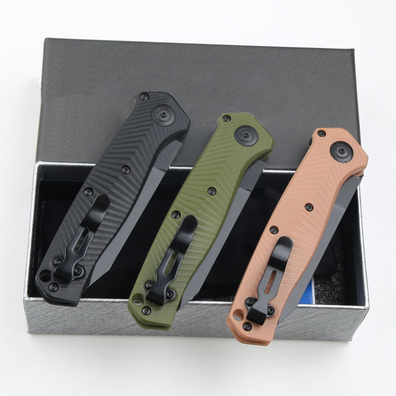 BM 8551BK Tactical Knife S35VN Black Titanium Coating Blade CNC GRN Handle Outdoor Camping Hiking EDC Pocket Knives with Retail Box