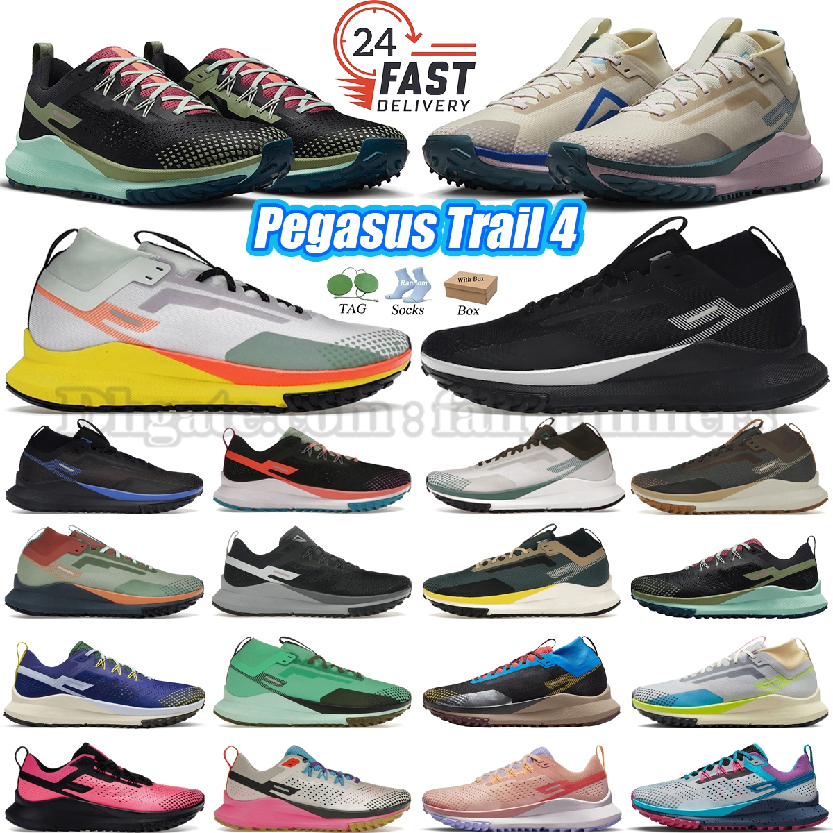 With Box React Pegasus Trail 4 Gore Tex Trainers Designer GTX Marathon Running Shoes ACG Mountain Fly Low Multicolor Black Grey Men Women Outdoor Sneakers Size 36-45