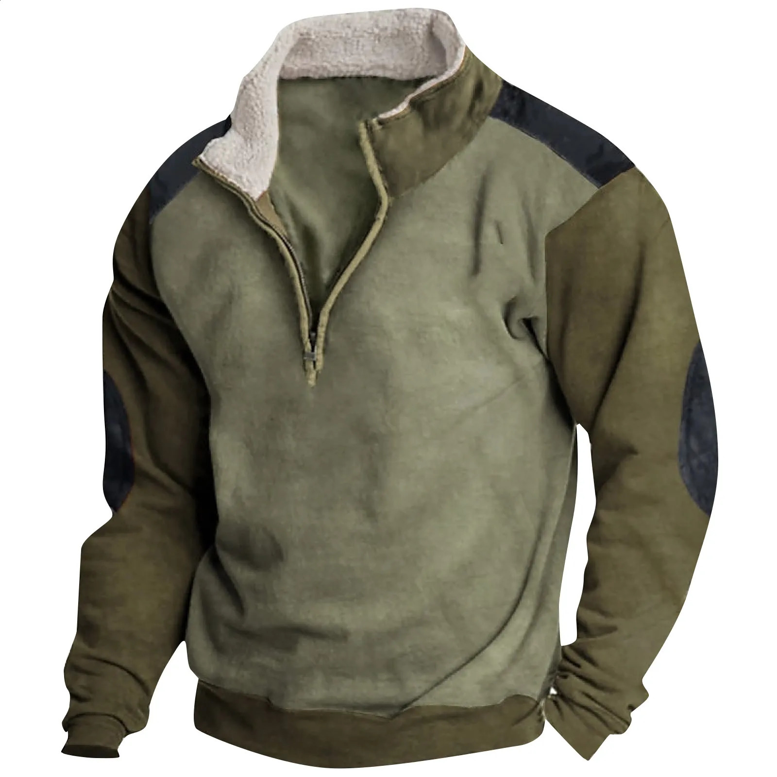 Retro mens autumn sportswear Henley Neck half zip long sleeved loose fit Pullover fully matched daily hoodie top Hombre 240911