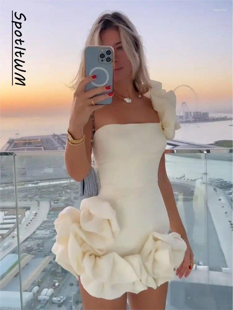 Casual Dresses Women s One Shoulder Ruffles Bodycon Mini Dress Elegant Lady Backless Wrap Hips Vestidos Female Cocktail Evening Prom
