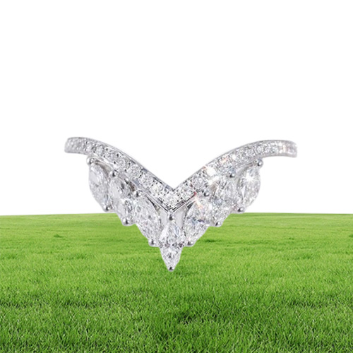 Size 610 Luxury Jewelry Real 925 Sterling Silver Crown Ring Full Marquise Cut White Topaz Cz Diamond Moissanite Women Wedding Ban