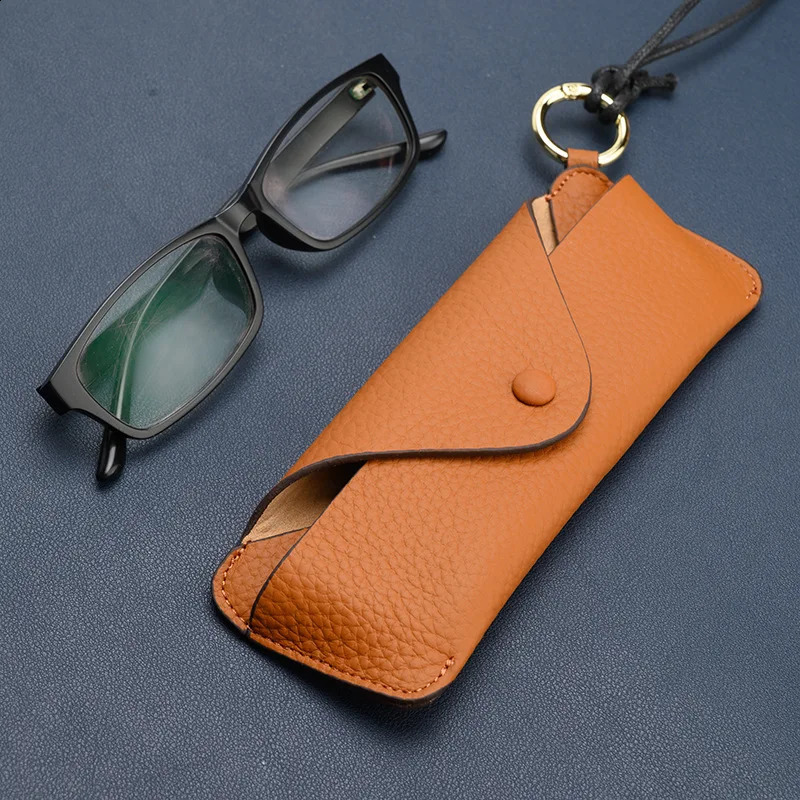 Cow Leather Eye Glasses Bag for Eyeglass High Quality Handmade Causal Jeans Belt Glasses Case Sunglasses Protector Case 240122