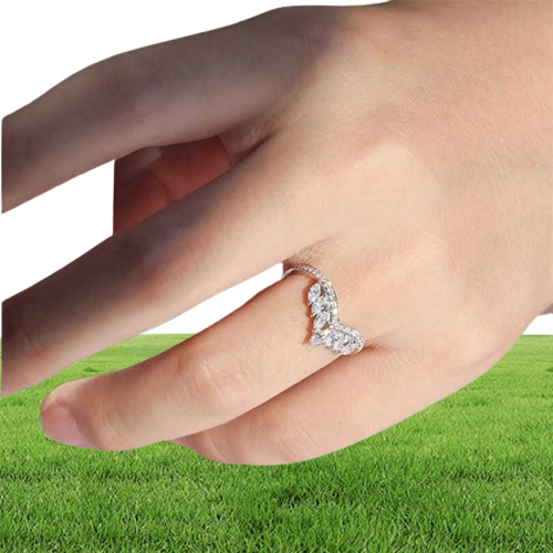 Size 610 Luxury Jewelry Real 925 Sterling Silver Crown Ring Full Marquise Cut White Topaz Cz Diamond Moissanite Women Wedding Ban