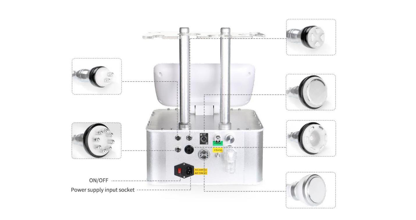 6 in 1 Ultrasonic Cavitation Machine Radio Frequency RF Vacuum Weight-Loss Bio Microcurrent Anti aging Body Face Slim Machine Handle Accessories