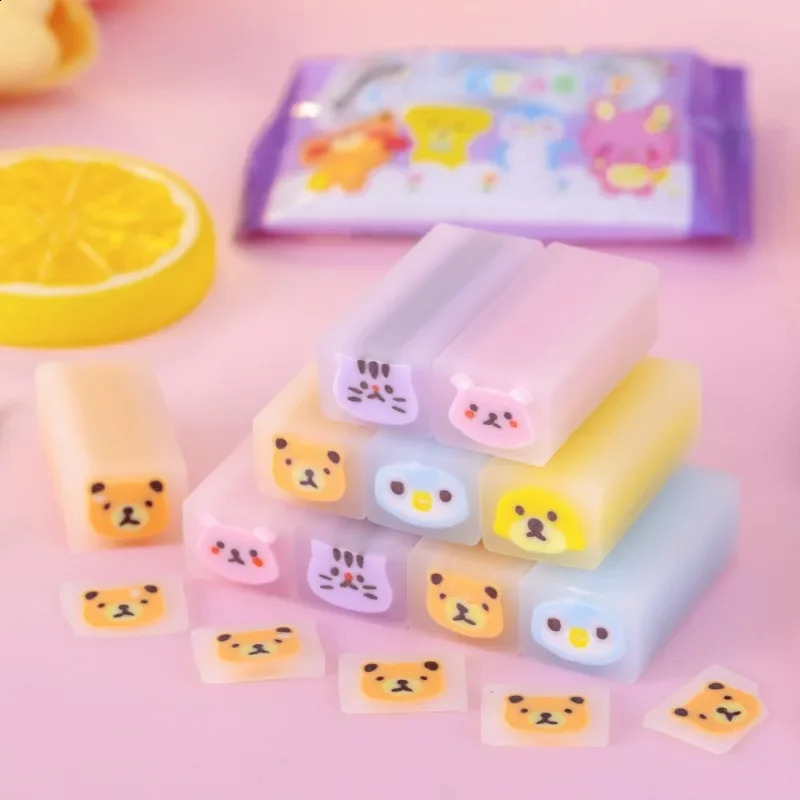 50PcsLot Blind Box Eraser Kawaii Erasers for Children Batch Stationery School Supplies Kids Funny Cleaner 240124