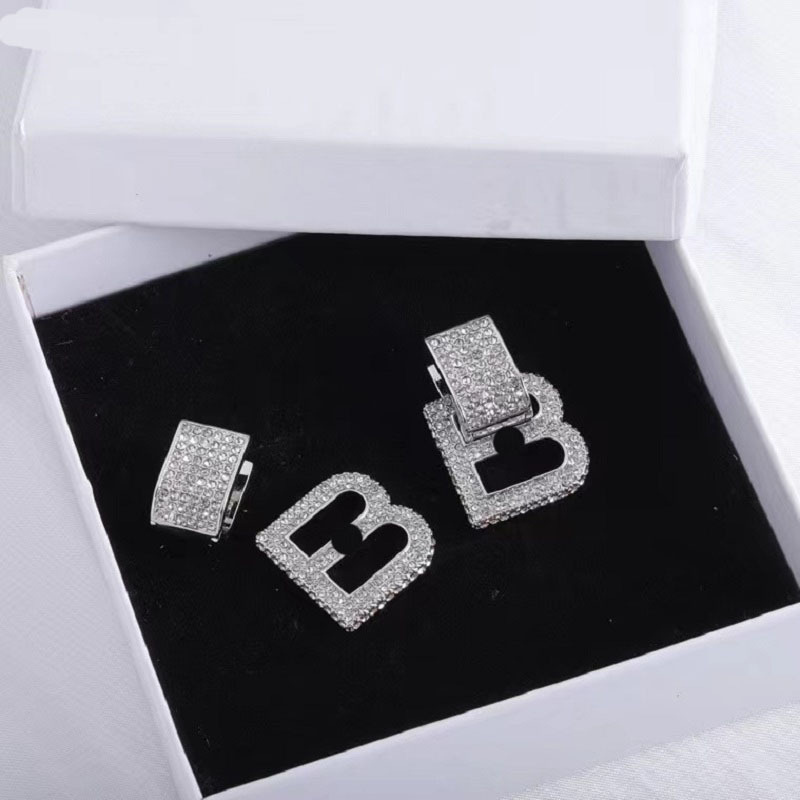 Earrings Designer Stud For Women 925 Sterling Silver Rhinestone Stud Fashion Letters Women Party Weddings Jewelry