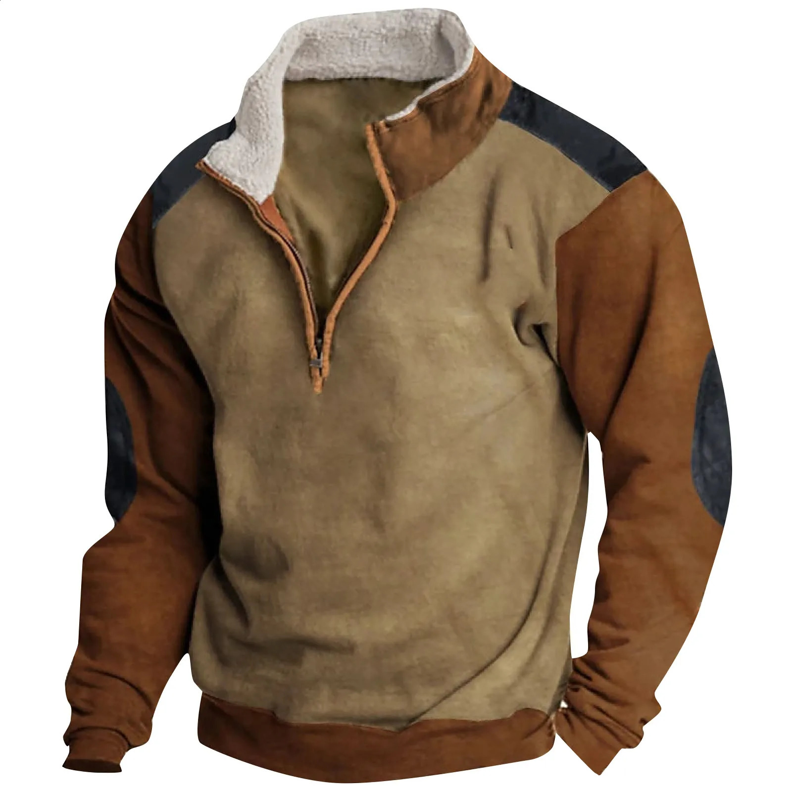 Retro mens autumn sportswear Henley Neck half zip long sleeved loose fit Pullover fully matched daily hoodie top Hombre 240911