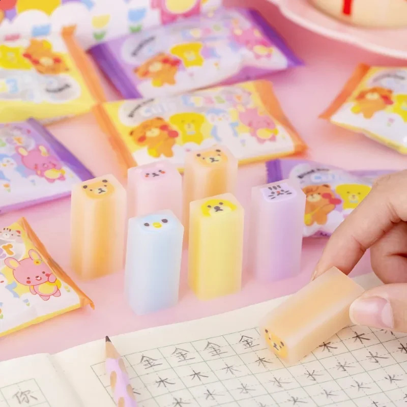 50PcsLot Blind Box Eraser Kawaii Erasers for Children Batch Stationery School Supplies Kids Funny Cleaner 240124