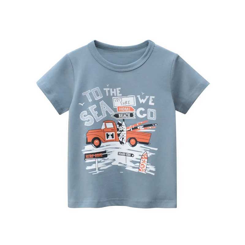 T-shirts 2-8T Summer Boys T Shirt Cotton Toddler Kid Baby Clothes Short Sleeve Car Print Tshirt Infant Top Childrens Tee shirt OutfitsL24729