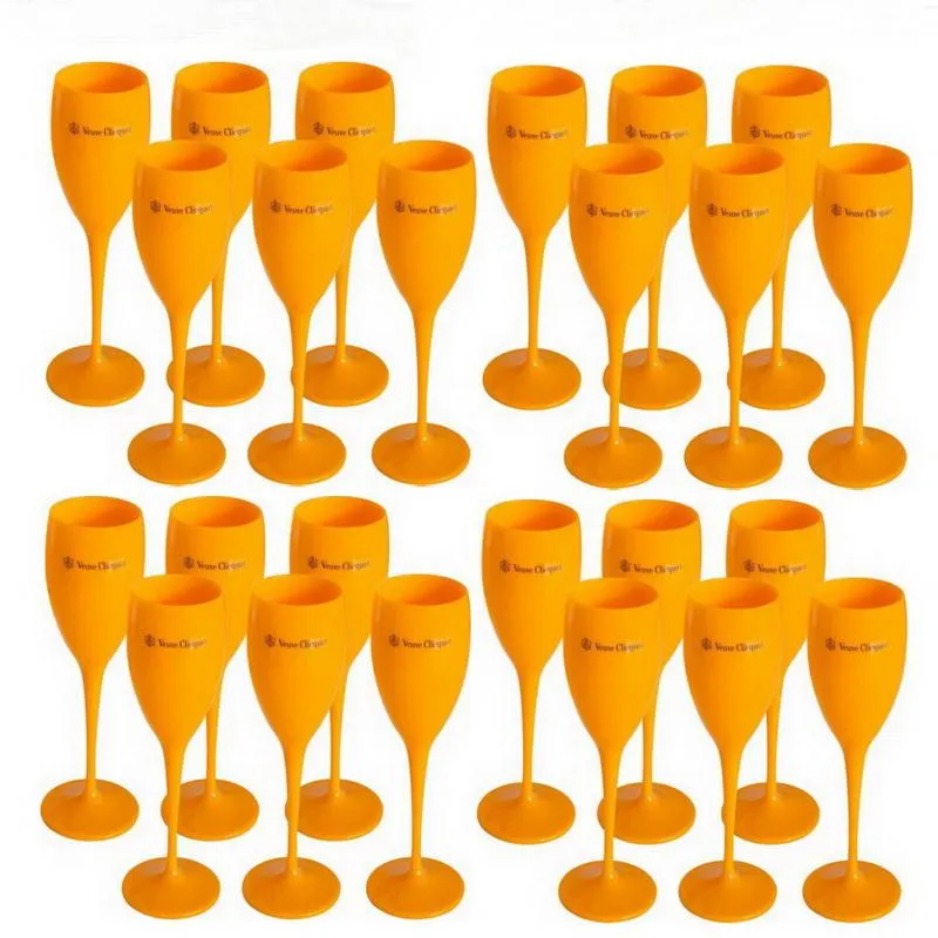 6pcs 12pcs 24pcs Acrylic Veuve Pink Orange Champagne Flutes Wholesale Party Wine Glasses Cups FY5883 AU05