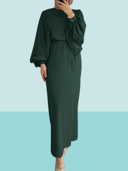 Ethnic Clothing Autumn Puff Sleeve Morocco Muslim Dress Women Abaya Kaftans Casual Evening Dresses Woman Turkey Islam Long Robe Fe9561257