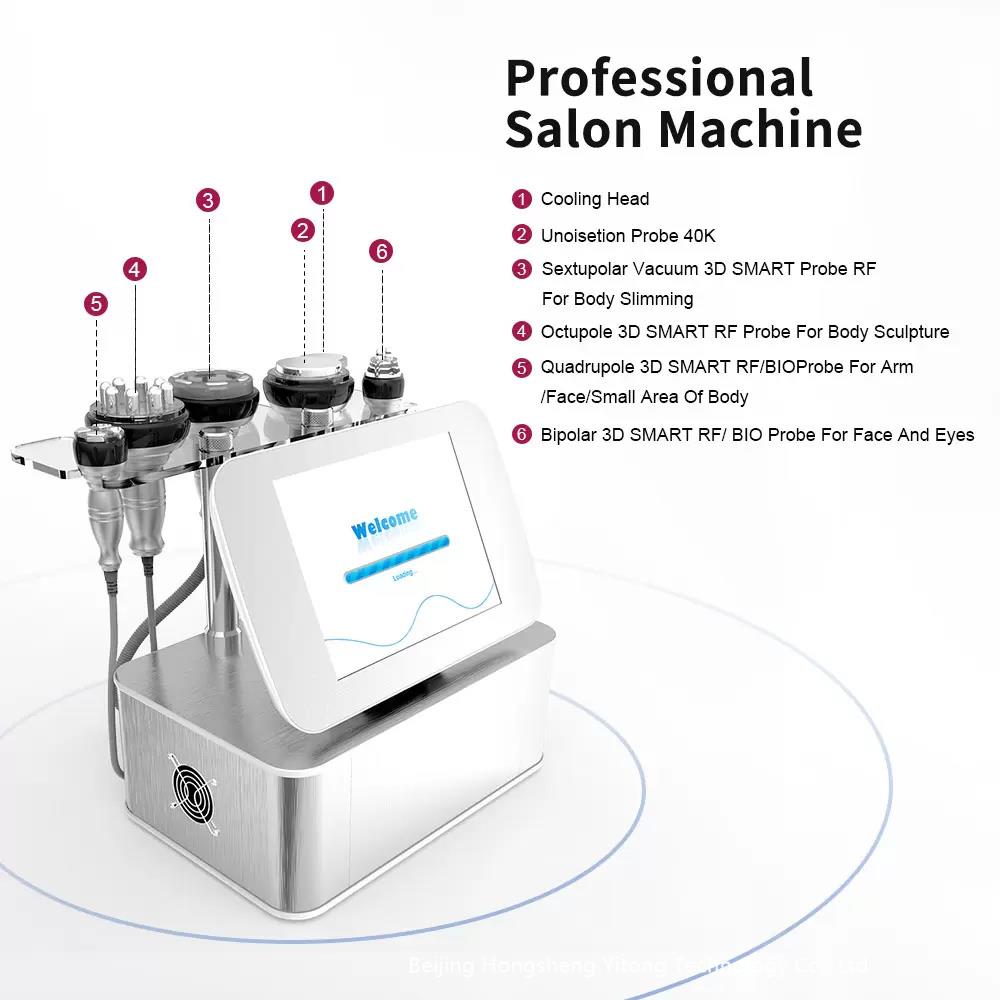 6 in 1 Ultrasonic Cavitation Machine Radio Frequency RF Vacuum Weight-Loss Bio Microcurrent Anti aging Body Face Slim Machine Handle Accessories