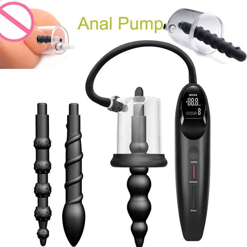 Smart Anus Dilator Automatic Anal Plug Pump Butt Beads Vacuum Sucking Cup Prostate Massager SM Sex Toys for Men Women 240202