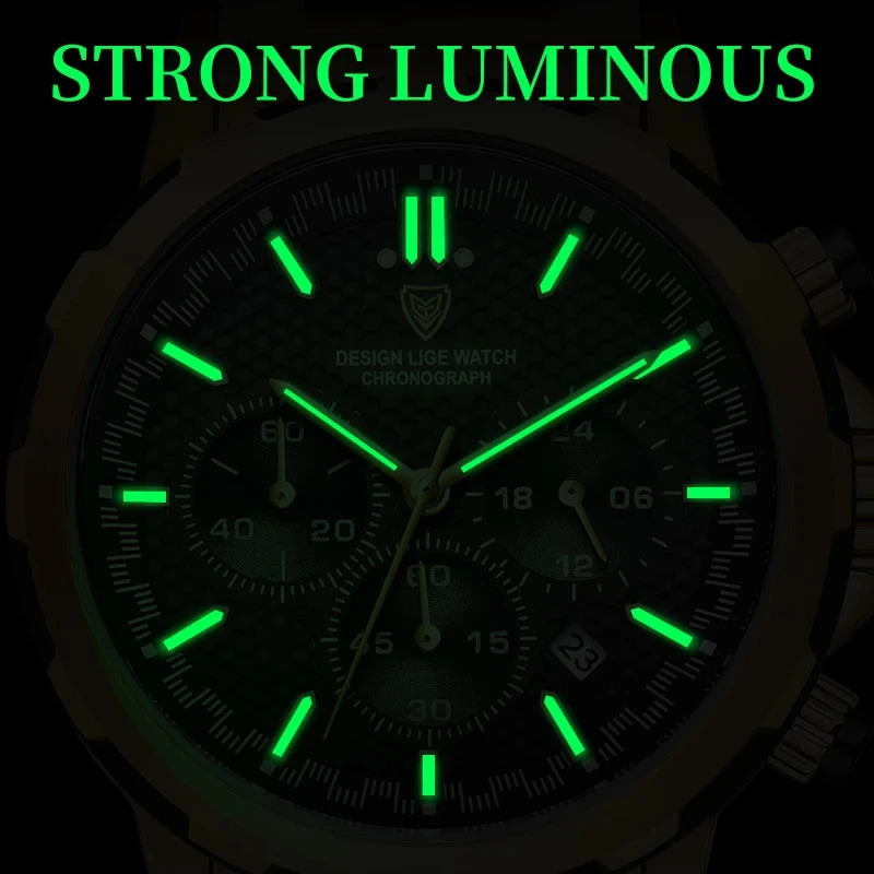 LIGE Men Watch Big Watches for Men Quartz Men's Watch Sport Waterproof Wrist Watches Chronograph Date Relogio Masculino 240125