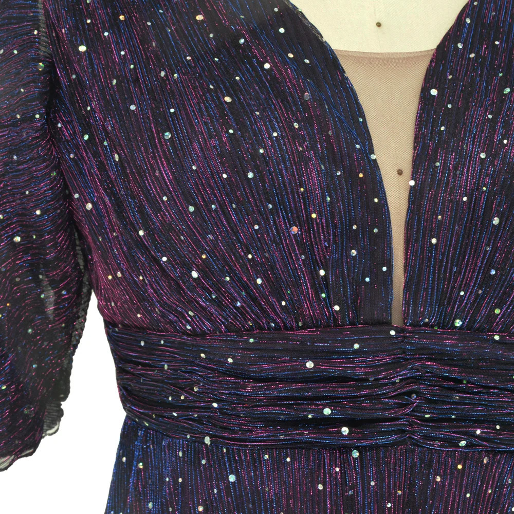 Wedding Bridesmaid Dress For Plus Size Female Fashion Plunging Neck Butterfly Sleeve Glitter Party Dresses Large Size Lady Dress 240201