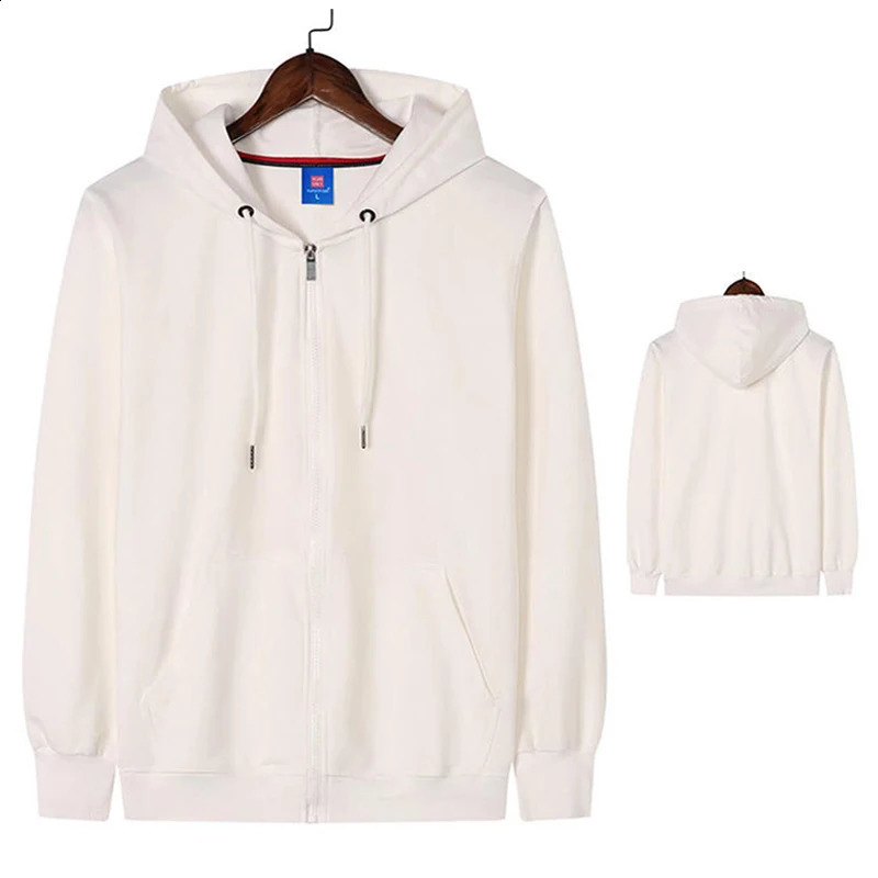Classic Blank Zip Up Hoodies Unisex Fashion Zipper Hoodie Men Zipup Plain Hooded Sweatshirt For Sudadera Con Capucha Felpo 240123