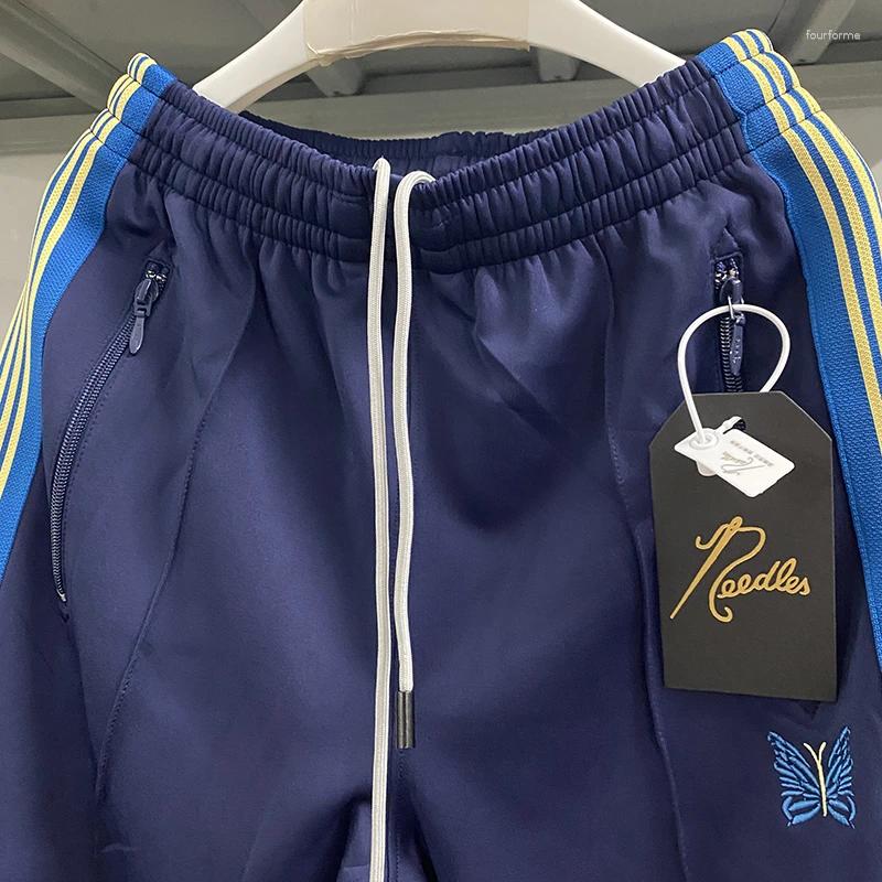 Men's Pants Pants Needles Drawstring Graphic Stripe Track Embroidered Butterfly Sweatpants AWGE Trousers Casual Pantnes z250226