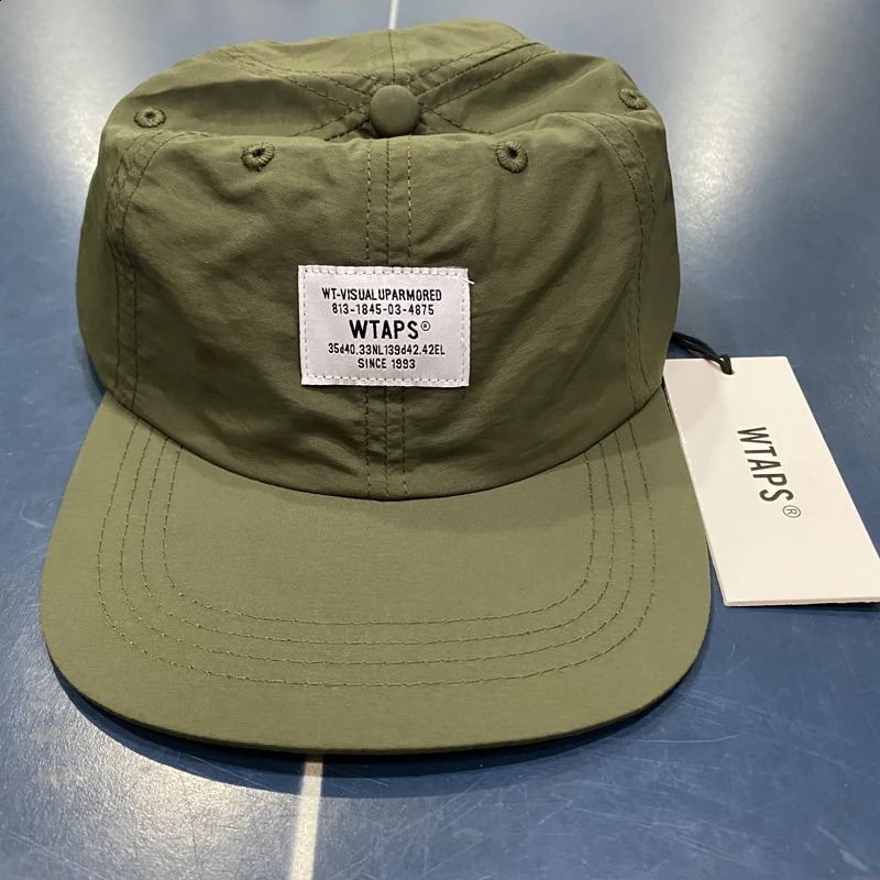 Black Green WTAPS Baseball Cap Comfort Breathable Softtop Flat Brim Hat Men Women High Street Hip Hop Wtaps Caps 240130