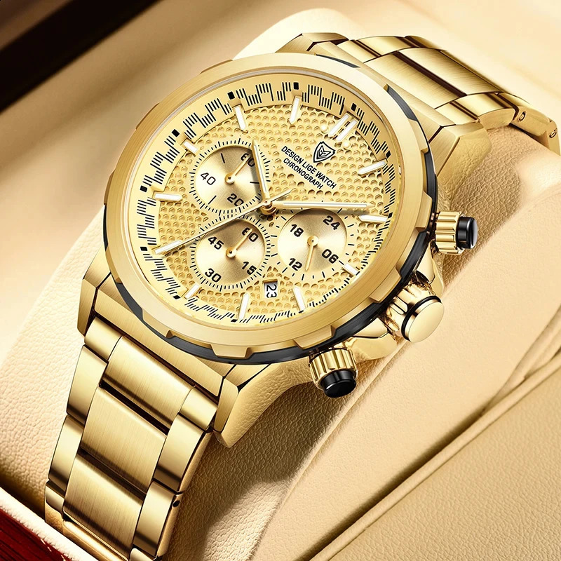 LIGE Men Watch Big Watches for Men Quartz Men's Watch Sport Waterproof Wrist Watches Chronograph Date Relogio Masculino 240125