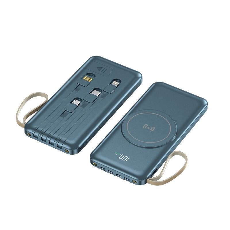 20000mah Magnetic For iPhone 12 13 14 Powerbank Built in Cables Fast Charge Wireless Power Bank External Battery Pack