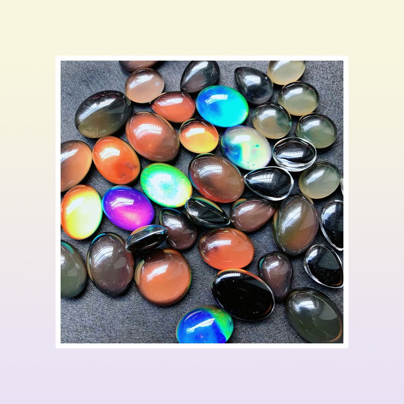 Metals mood beads change color glaze ring face oval shape loose bead fit ring bracelet necklace DIY accessories jewelry