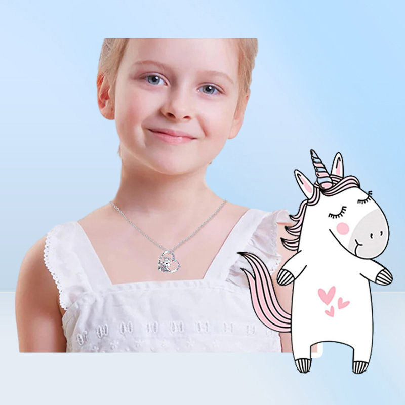 Unicorn Pendant Necklace Cute Lucky Heart Crystal Birthstone Horse Necklaces You Are Magical Jewelry Birthday Gift Girls5858986