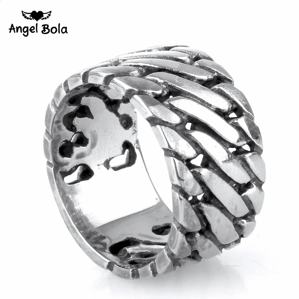 Punk Biker Jewelry Wide Chain Ring Buddha Ring Rock Stainless Steel Ring Finger Art Retro Drop 240129