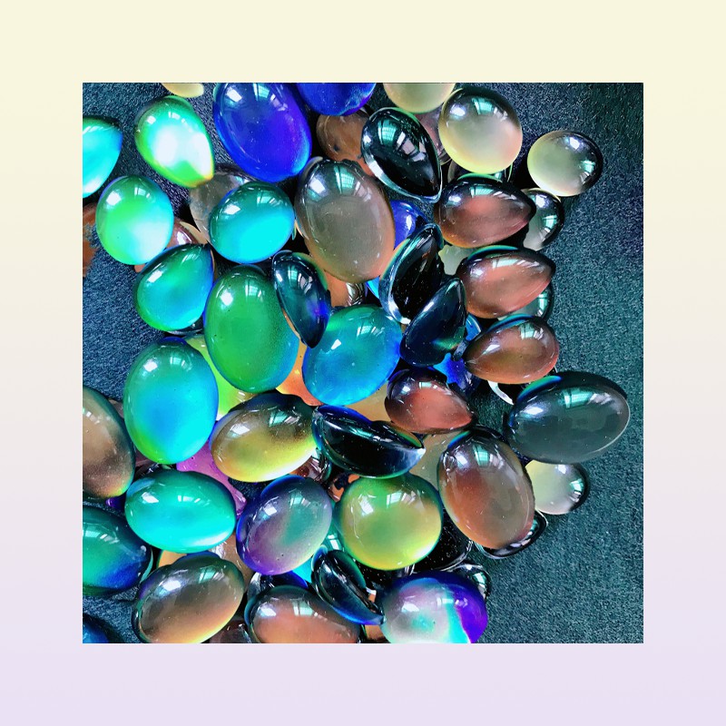Metals mood beads change color glaze ring face oval shape loose bead fit ring bracelet necklace DIY accessories jewelry