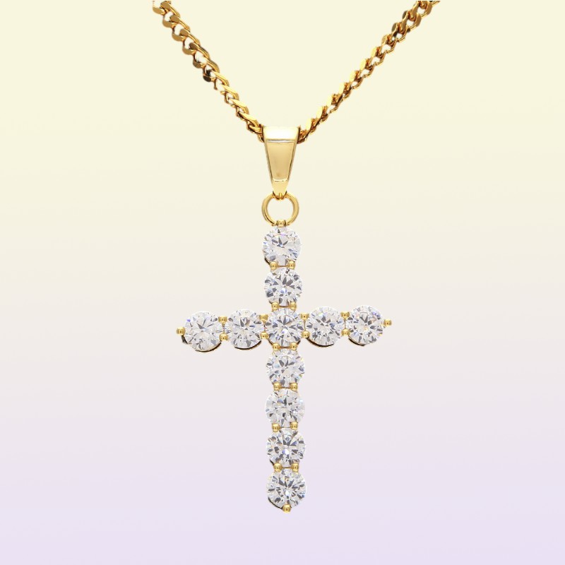 Diamond Cross Necklace Fashion Mens Gold Necklaces Silver Hip Hop Iced Out Pendant Necklaces Jewelry