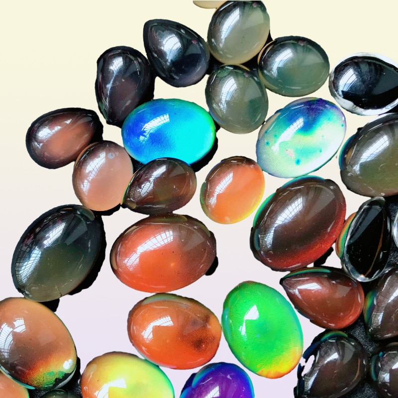Metals mood beads change color glaze ring face oval shape loose bead fit ring bracelet necklace DIY accessories jewelry