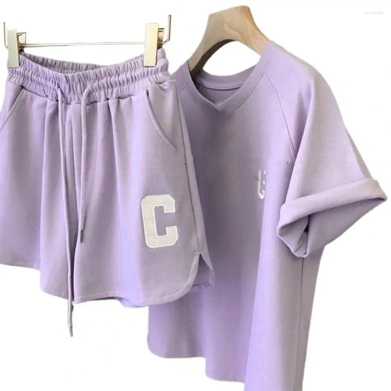 Women's Tracksuits Young Breathable Lady T-shirt Shorts Set Drawstring Tracksuit Soft Women Top Female Clothes