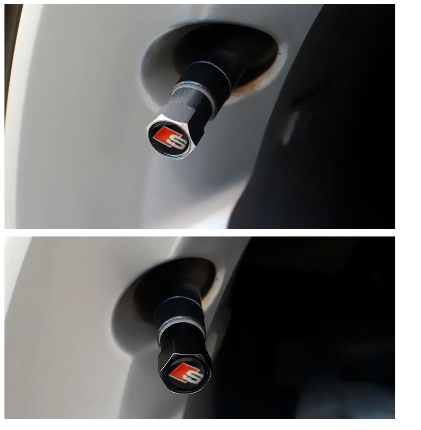 Car Styling Caps Tire Valve Cap Tyre Cover for Audi S Line A3 A4 B5 B7 B9 A5 A6 C5 C6 C7 A7 Q3 Q5 Q7 RS3 RS4 RS5 Wheel Decoration Accessories