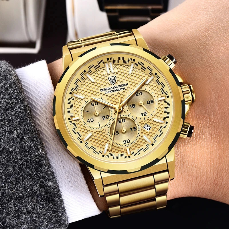 LIGE Men Watch Big Watches for Men Quartz Men's Watch Sport Waterproof Wrist Watches Chronograph Date Relogio Masculino 240125