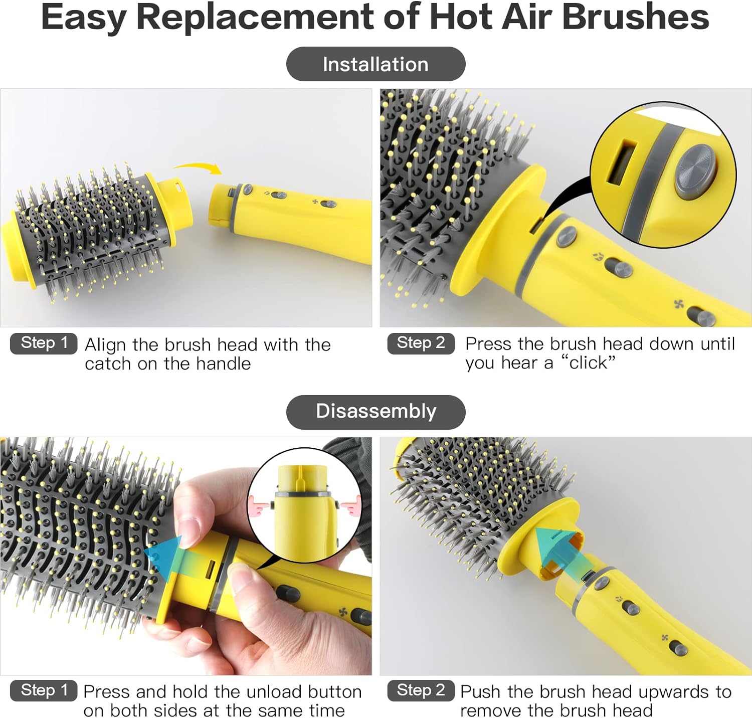US stock Hair Dryer Brush, WeChip 4 in 1 Hot Air Brush for Drying/Curling/Straightening, One-Step Blow Dryer Brush & Volumizer with Ceramic Coating