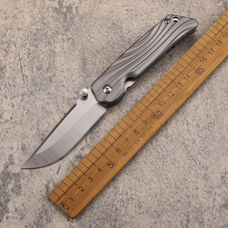 A0220 High End Folding Knife AUS10 Satin Drop Point Blade CNC TC4 Titanium Alloy Handle Ball Bearing EDC Pocket Knives