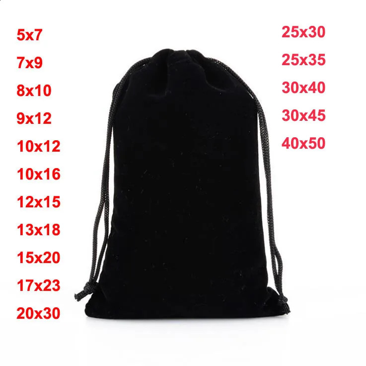 50 PCSlot 7x9 9x12 30x40cm Velvet Bags Drawstring Pouches For Jewelry Chirstmas Gift Storage Packing Bag Custom 240125